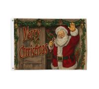 Drapeaux de Père Noël pour extérieur, couronne de porte festive de Noël, bannière décorative pour extérieur, porche, jardin, balcon, maison, 6,1 x 0,9 m, rouge