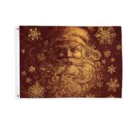 Drapeaux de Père Noël pour extérieur, flocon de neige, barbe de Noël, bannière décorative dorée avec œillets pour porche, jardin, balcon, maison, 6,1 x 0,9 m
