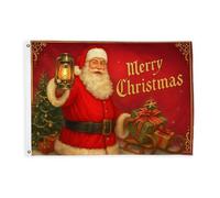 Drapeaux de Père Noël pour extérieur, lanterne vintage de Noël avec œillets décoratifs pour balcon, terrasse, jardin, entrée, maison - 0,9 x 1,5 m