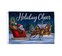 Drapeaux de Père Noël pour extérieur, traîneau festif de Noël, renne de Noël, bannière décorative d'extérieur résistante à la décoloration pour jardin, entrée, maison, terrasse, camping, 6 x 0,9 m