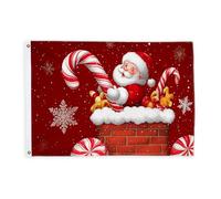 Drapeaux de Père Noël pour l'extérieur, canne à sucre d'orge, flocon de neige, bannière décorative résistante à la décoloration pour extérieur, porche, jardin, balcon, maison, 6,1 x 0,9 m