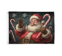 Drapeaux de Père Noël pour l'extérieur, Noël festif en sucre d'orge, flocon de neige, drapeaux décoratifs d'extérieur avec œillets décoratifs pour jardin, entrée, maison, terrasse, camping - 0,9 x 1,5