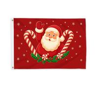 Drapeaux de Père Noël pour l'extérieur, Noël festif en sucre d'orge, houx de Noël, drapeaux rouges avec bannière en corde, décoration d'extérieur résistante à la décoloration pour porche, jardin