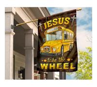 Drapeaux De Pirate Coupe-Vent Et Étancheune Drapeau De Décoration Drôle Drapeaux De Vacances Décoration Pour Extérieure Porche Balcon Bus Jaune Jésus Prend Le Volant M