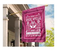 Drapeaux De Pirate Coupe-Vent Et Étancheune Drapeau De Décoration Supérieure Jardin Signe Décoration Pour Porche Balcon Maison Travailleuse Sociale Ma Vie Et Mon Monde Impression Sur Fond Rose S