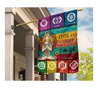 Drapeaux De Pirate Double Face Drapeau De Décoration Drôle Drapeau De Jardin Jeune Fille En Méditation, Pratiquant Le Yoga, Chakra Du Yoga. Je Suis Principalement Paix, Amour Et Lumière. S