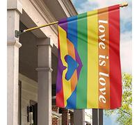 Drapeaux De Pirate Double Face Drapeau De Décoration Ésistantes À La Décoloration Jardin Signe Décoration Pour Balcon Extérieure Maison L'Amour Est L'Amour Mois De La Fierté Lgbt Arc-En-Ciel M