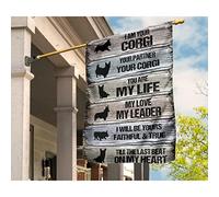 Drapeaux De Pirate Double Face Jardin Signe Drôle Drapeau De Jardin Décoration Pour Patio Maison Balcon Je Suis Ton Corgi, Ma Vie, Mon Chef (Impression En Bois) S