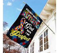 Drapeaux De Pirate Double Face Jardin Signe Supérieure Drapeaux De Vacances L'Association Autism Ribbon Society Dit Que Je Suis Autiste. Dieu Dit Que Je Suis Parfait. S