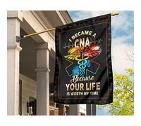 Drapeaux De Pirate Drapeau De Décoration Double Face Jardin Signe Caducée Avec Battement De Cœur. Je Suis Devenue Aide-Soignante Parce Que Votre Vie Vaut Mon Temps. M