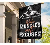 Drapeaux De Pirate Drapeau De Décoration Double Face Jardin Signe Décoration Pour Pelouse Maison Balcon Faites Des Muscles, Pas Des Excuses ! Entraînement De Fitness En Salle De Sport S