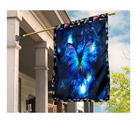 Drapeaux De Pirate Drapeau De Décoration Ésistantes À La Décoloration Jardin Signe Décoration Pour Pelouse Patio Papillons Géants Dans Une Lumière Néon Bleue, Énergie Mystérieuse S