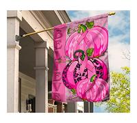 Drapeaux De Pirate Drôle Drapeau De Décoration Durable Drapeau De Jardin Citrouilles Roses, Octobre, Mois De Sensibilisation Au Cancer Du Sein, Croire Au Cancer Du Sein, Ruban Rose M