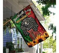 Drapeaux De Pirate Drôle Drapeaux De Vacances Drapeau De Jardin Femme Noire, Tournesols, Afro-Africaine, Juneteenth Est Mon Jour D'Indépendance, Célébrons La Fierté Noire S