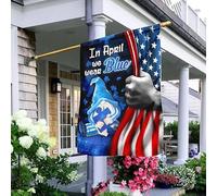 Drapeaux De Pirate Drôle Jardin Signe Durable Drapeaux De Vacances Décoration Pour Patio Pelouse Balcon Gnome Autiste En Avril, Nous Portons Du Bleu Main Tirée Us S