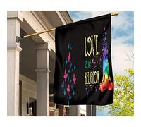 Drapeaux De Pirate Durable Drapeau De Décoration Ésistantes À La Décoloration Drapeaux De Vacances Décoration Pour Pelouse Balcon Yoga Méditation Papillons Colorés L'Amour Est Ma Religion M