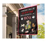 Drapeaux De Pirate Durable Drapeau De Jardin Double Face Drapeaux De Vacances Décoration Pour Maison Porche Grand-Mère Avec Des Chiens. Un Jour, Je Serai Une Vieille Dame Avec Plein De Chiens. S