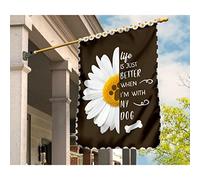 Drapeaux De Pirate Durable Drapeau De Jardin Supérieure Jardin Signe Décoration Pour Maison Patio Balcon La Vie Est Tout Simplement Plus Belle Quand Je Suis Avec Mon Chien. S