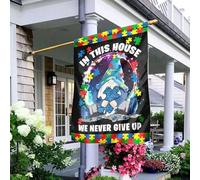 Drapeaux De Pirate Ésistantes À La Décoloration Drapeau De Jardin Jardin Signe Décoration Pour Balcon Pelouse Autisme Puzzle Piece Gnome Dans Ce Domaine, Nous N'Abandonnons Jamais M