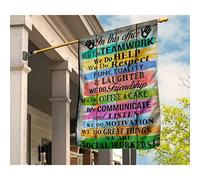 Drapeaux De Pirate Supérieure Drapeau De Jardin Double Face Drapeaux De Vacances Travailleuse Sociale. Dans Ce Bureau, Nous Travaillons En Équipe, Nous Nous Entraidons M