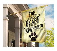 Drapeaux De Pirate Supérieure Jardin Signe Coupe-Vent Et Étancheune Drapeau De Jardin Décoration Pour Extérieure Maison Patio Paw Dog Pet Le Chemin Vers Mon Cœur Est Pavé D'Empreintes De Pattes S