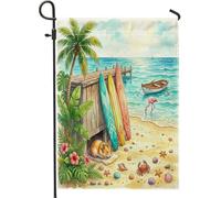 Drapeaux de plage d'été pour hamster, jardin, 30,5 x 45,7 cm, double face pour décoration extérieure, côtière tropicale, chalet, maison, drapeau amusant pour l'extérieur, petit jardin