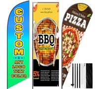 Drapeaux de plumes publicitaires personnalisés avec poteau pour les entreprises Drapeau à plumes personnalisé Logo personnalisé Texte ouvert Rectangle Larme Drapeau Panneau