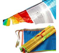 Drapeaux de Prière Tibet Avec Impression Dorée - Avalokitesvara, Gandhanra, Tibétains, Cheval à Éolien, Lungta - Pour Autels Bouddhistes