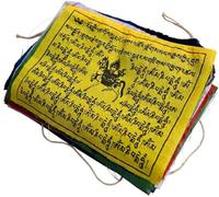 Drapeaux de prière tibétains - 1 rouleau/corde, fabriqué à la main au Népal - Drapeau de cheval à vent - 25 feuilles grands drapeaux bouddhistes