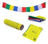 Drapeaux de prière tibétains 20,3 x 25,4 cm Décoration extérieure Bannière imprimée à la main - Imprimé au Népal - Drapeau du cheval à vent [25 drapeaux]