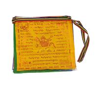 Drapeaux de prière tibétains, drapeau cheval à vent, police dorée, banderole Lungta pour tenture murale en plein air, 25 pièces.