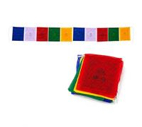 Drapeaux de prière tibétains traditionnels, 10 drapeaux par corde, en coton multicolore avec mantras sacrés, drapeaux de prière bouddhistes 100 % coton (10 x 100 cm) Mini)