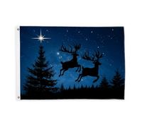 Drapeaux de renne pour extérieur, arbre festif d'hiver, étoile de Noël, drapeaux décoratifs d'extérieur avec œillets décoratifs pour porche, jardin, balcon, maison, 0,9 x 1,5 m