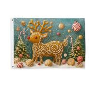 Drapeaux de renne pour extérieur, décoration de Noël fantaisiste en sucre d'orge de Noël, bannière décorative marron résistante à la décoloration pour porche, balcon, terrasse, terrasse, terrasse, 6,1