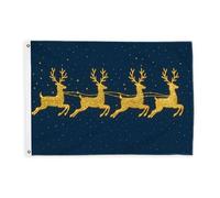 Drapeaux de renne pour extérieur, étoiles festives de Noël, drapeaux de Noël dorés à paillettes avec bannière en corde, décoration d'extérieur résistante à la décoloration pour terrasse, patio