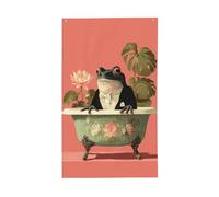 Drapeaux de salle de bain humoristiques grenouille vintage esthétique, cour, maison, bannière de vœux avec œillets, décoration d'intérieur et d'extérieur