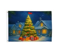 Drapeaux de sapin de Noël pour extérieur, cadeaux d'hiver de Noël, drapeaux vert neige avec bannière en corde, décoration d'extérieur résistante à la décoloration pour jardin, entrée, maison, terrasse