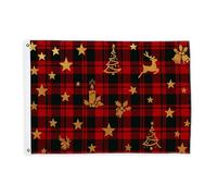 Drapeaux de sapin de Noël pour extérieur, renne traditionnel festif, étoiles de Noël rouges décoratives pour extérieur, décoration d'extérieur résistante à la décoloration pour balcon, terrasse