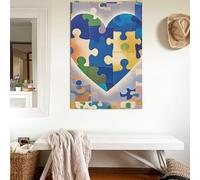 Drapeaux de sensibilisation à l'autisme - Bannière en forme de cœur 200D - Décoration lourde - Drapeau de bienvenue avec œillets en laiton - Drapeau de jardin pour toutes les saisons