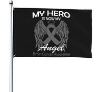 Drapeaux de sensibilisation au cancer du cerveau « Mon héros est maintenant mon ange » 4 x 6 pieds Bannière Patio Pelouse et jardin Décoration extérieure Drapeaux Couleurs vives et résistant à la déco