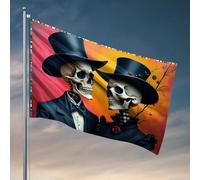 Drapeaux de style gothique pour garçon - Motif squelette personnalisé - Pour Halloween, mariage, décoration de chambre d'adolescent (120 x 180 cm)