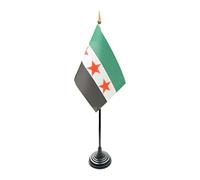 Drapeaux de table syriens 14 x 21 cm ornement petits drapeaux de bureau syriens avec base décors de table pour la maison, le bureau et les événements culturels