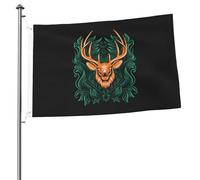 Drapeaux de tête de cerf dominants pour l'extérieur 2 x 3 pieds Drapeau de bannière robuste double face pour la décoration de jardin extérieur de festival de cour à la maison Drapeau de bienvenue