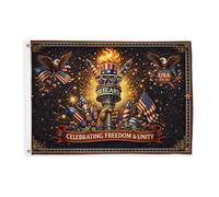 Drapeaux de torche pour extérieur, célébration patriotique festive d'aigle et d'étoiles, bannière décorative d'extérieur avec œillets décoratifs pour terrasse, patio, camping, porche, 9,1 x 1,5 m