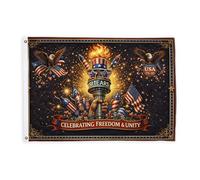 Drapeaux de torche pour extérieur, célébration patriotique festive d'aigle et d'étoiles, bannière décorative d'extérieur avec œillets décoratifs pour porche, balcon, terrasse, patio, 6 x 0,9 m