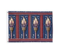 Drapeaux de torche pour extérieur, étoiles patriotiques festives, rayures et jour de l'indépendance, bannière décorative bleue avec œillets pour porche, jardin, balcon, maison, 6,1 x 0,9 m