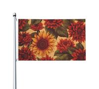 Drapeaux de tournesol rouges pour l'extérieur de 0,9 x 1,5 m, drapeau de jardin saisonnier double face avec œillets, drapeau d'extérieur pour décoration de maison, toile de fond pour photo