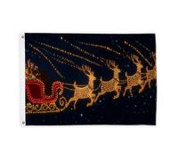 Drapeaux de traîneau pour extérieur, renne festif de Noël, étoiles de Noël, bannière décorative d'extérieur résistante à la décoloration pour jardin, entrée, maison, terrasse, camping, 6 x 0,9 m