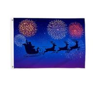 Drapeaux de traîneau pour extérieur, renne festif de Noël, feux d'artifice de Noël, bannière décorative avec œillets pour jardin, entrée, maison, terrasse, camping - 9,1 x 1,5 m