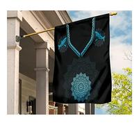 Drapeaux De Vacances Coupe-Vent Et Étancheune Drapeaux De Pirate Double Face Drapeau De Décoration Décoration Pour Porche Maison Extérieure Art Du Requin Bleu Avec Une Fleur Mandala S
